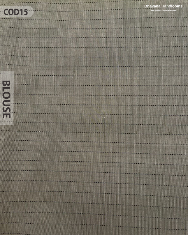 Traditional Coimbatore Handloom Saree – Thread Woven, Small Border, Dark Grey colour