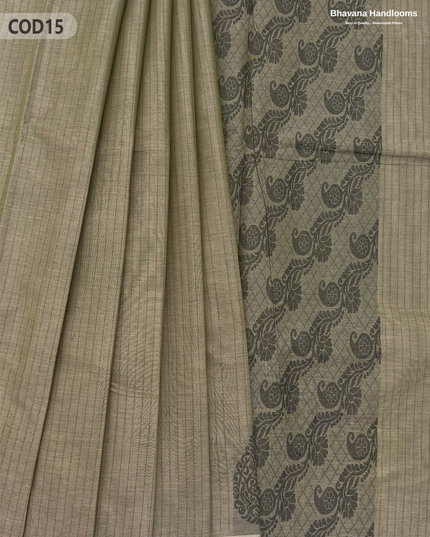 Traditional Coimbatore Handloom Saree – Thread Woven, Small Border, Dark Grey colour