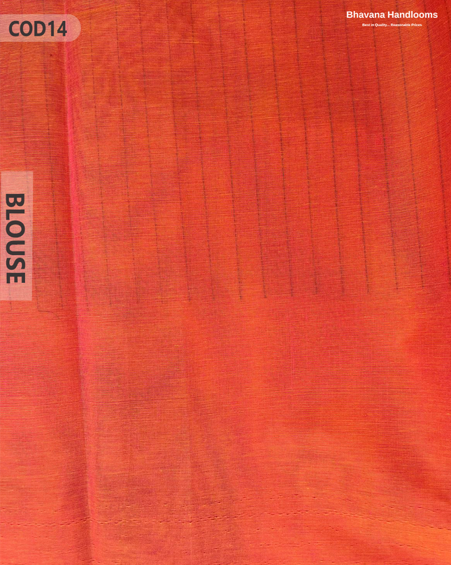 Traditional Coimbatore Handloom Saree – Thread Woven, Small Border, Orange colour