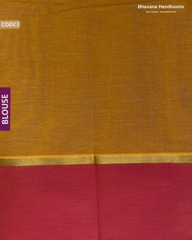 Traditional Coimbatore Handloom Saree – Thread Woven, Small Border, Yellowish Orange colour