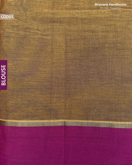 Traditional Coimbatore Handloom Saree – Thread Woven, Small Border, Brown colour