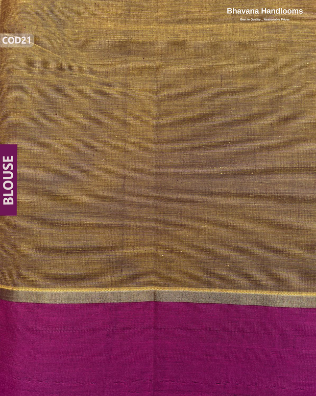 Traditional Coimbatore Handloom Saree – Thread Woven, Small Border, Brown colour
