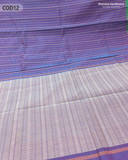 Traditional Coimbatore Handloom Saree – Thread Woven, Small Border, Bluish Purple colour