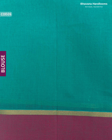 Traditional Coimbatore Handloom Saree – Thread Woven, Small Border, Sea Green colour