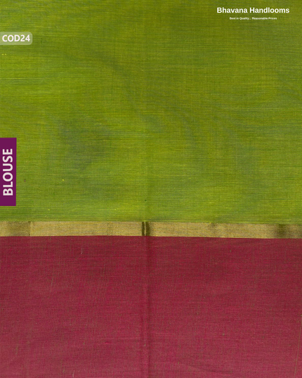 Traditional Coimbatore Handloom Saree – Thread Woven, Small Border, Parrot Green colour