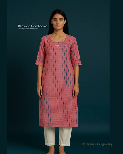 Premium Cotton Straight Cut Kurti – Pink Floral Print Design for Women