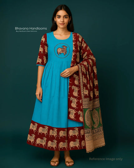 Premium 2-Piece Frock Set Sky Blue Colour – Bhavana Originals Exclusive