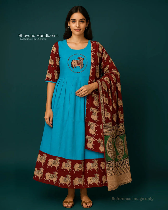 Premium 2-Piece Frock Set Sky Blue Colour – Bhavana Originals Exclusive