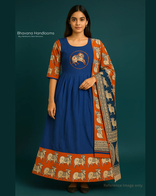 Premium 2-Piece Frock Set Blue Colour – Bhavana Originals Exclusive