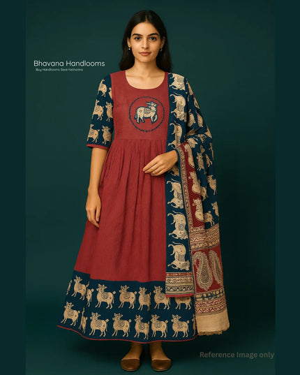 Premium 2-Piece Frock Set Maroon Colour – Bhavana Originals Exclusive