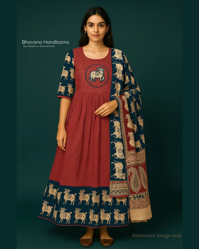 Premium 2-Piece Frock Set Maroon Colour – Bhavana Originals Exclusive