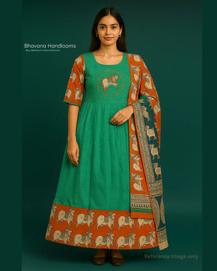 Premium 2-Piece Frock Set Lux Green Colour – Bhavana Originals Exclusive