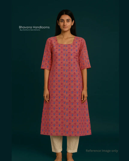 Premium Straight Cut Kurti – Pink Colour with Beautiful Floral Print