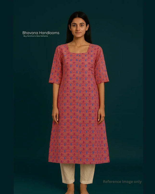 Premium Straight Cut Kurti – Pink Colour with Beautiful Floral Print