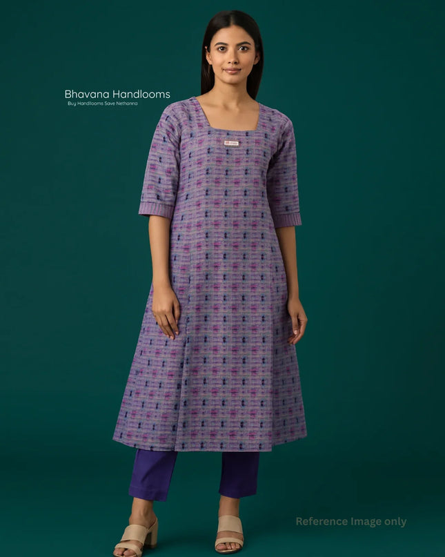 Premium Straight Cut Kurti – Lavender Colour with Beautiful Floral Print