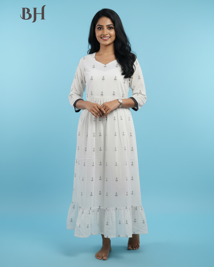 Elegant White Cotton Frock – Comfortable Daily & Occasion Wear