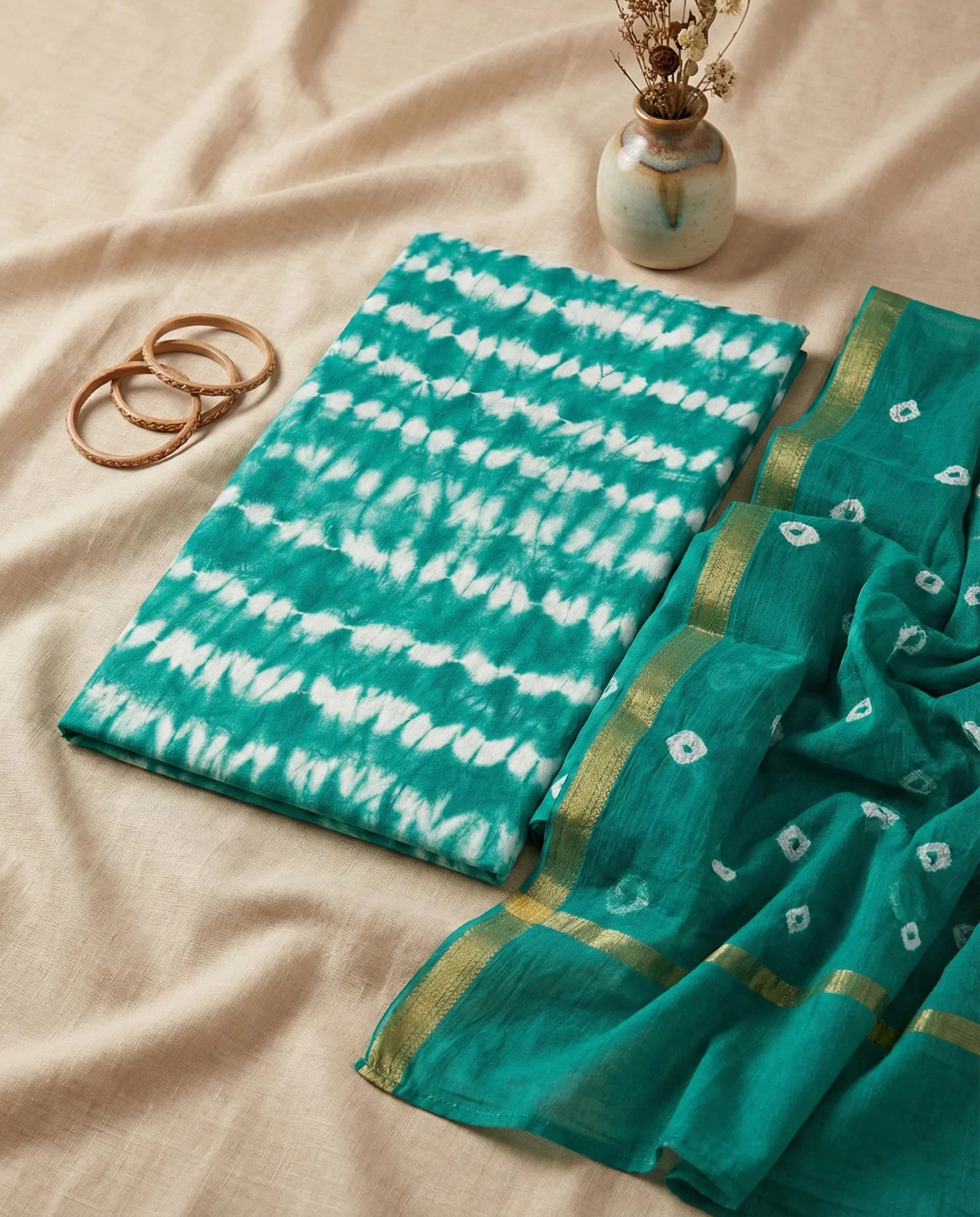 Comfort Blue Stone Cotton Dress Material Paired with Cotton Dupatta – Bhavana Handlooms
