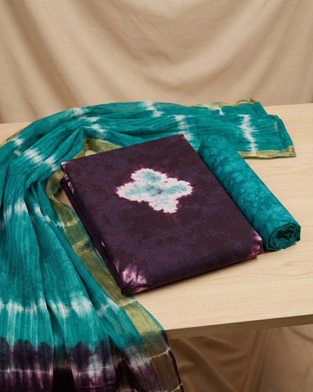 Comfort Dirty Purple Cotton Dress Material Paired with Cotton Dupatta