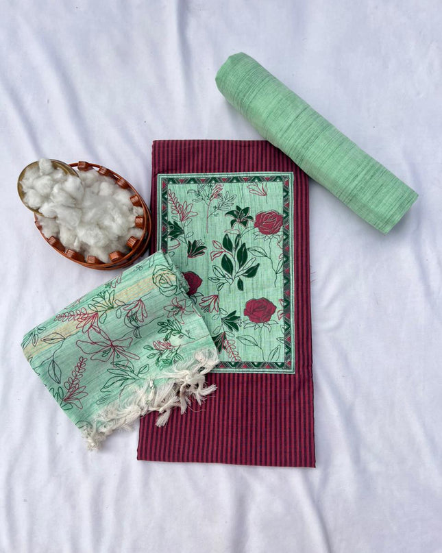 Cotton Dress Material with Pink Color