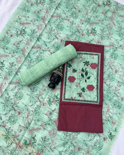 Cotton Dress Material with Pink Color