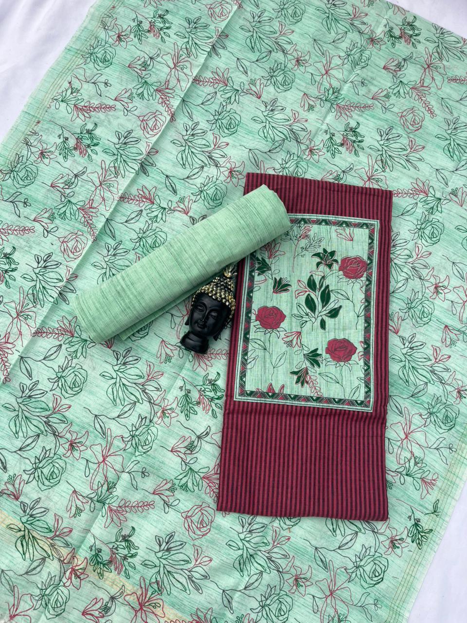 Cotton Dress Material with Pink Color