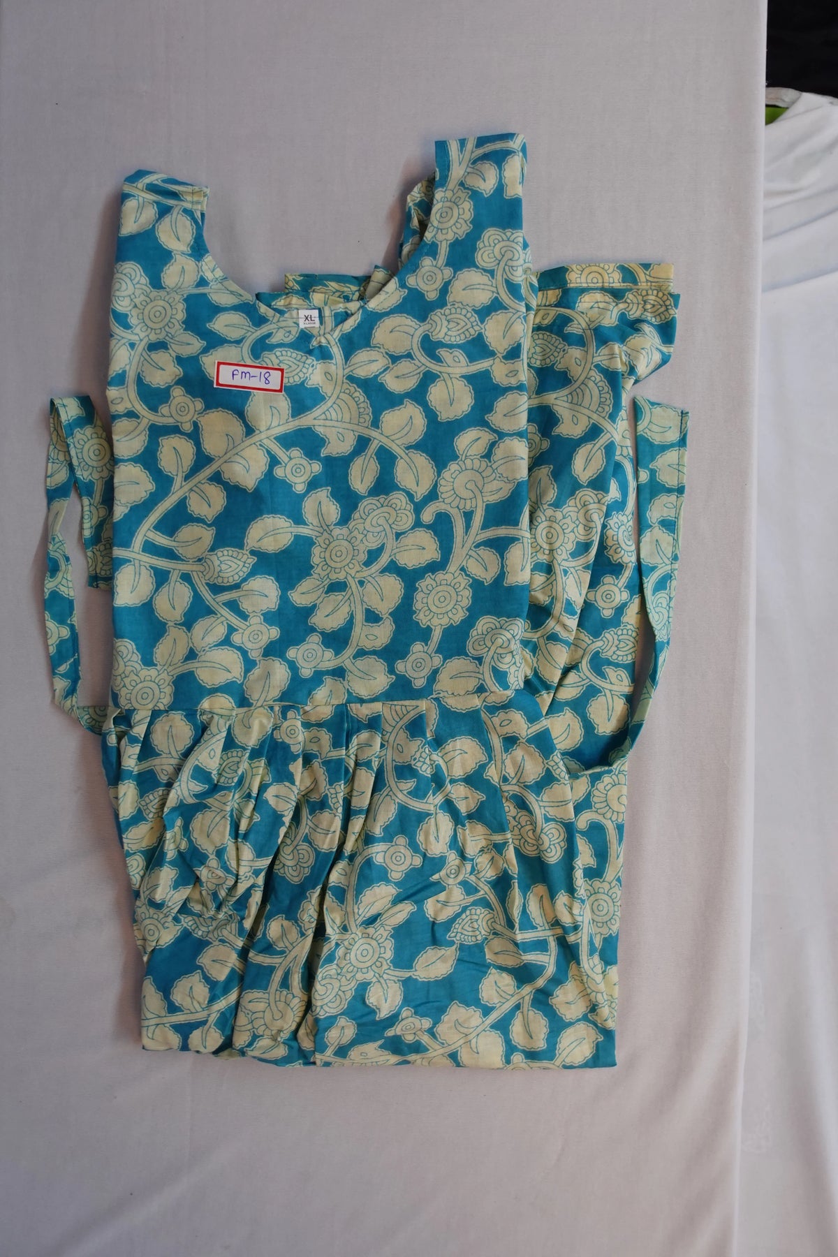Premium Mul Cotton Frock Sky Blue – Puff Sleeve Design with Knots, Zero Shrinkage