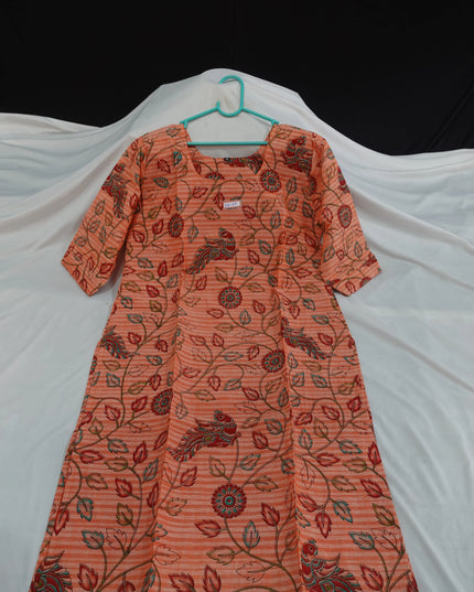 Premium Cotton Straight Cut Kurti – Clay Floral Print Design for Women