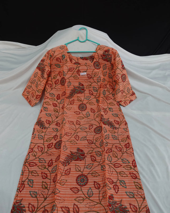 Premium Cotton Straight Cut Kurti – Clay Floral Print Design for Women