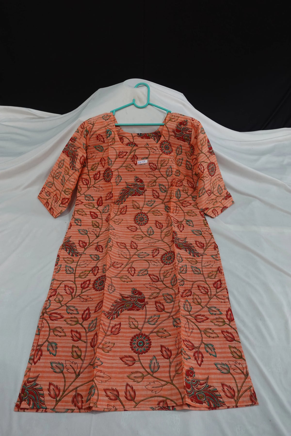 Premium Cotton Straight Cut Kurti – Clay Floral Print Design for Women