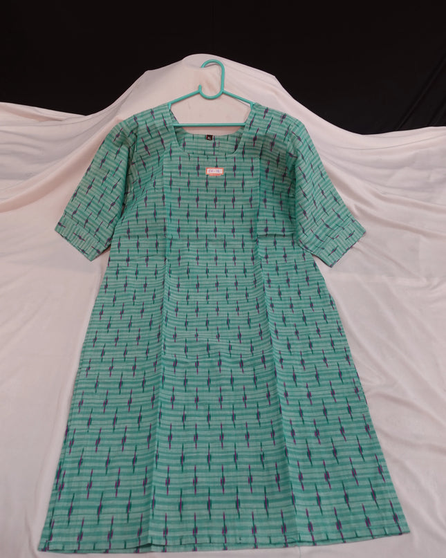 Premium Cotton Straight Cut Kurti – Beetle Green Floral Print Design for Women