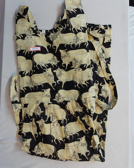 Premium Mul Cotton Frock Black – Puff Sleeve Design with Knots, Zero Shrinkage