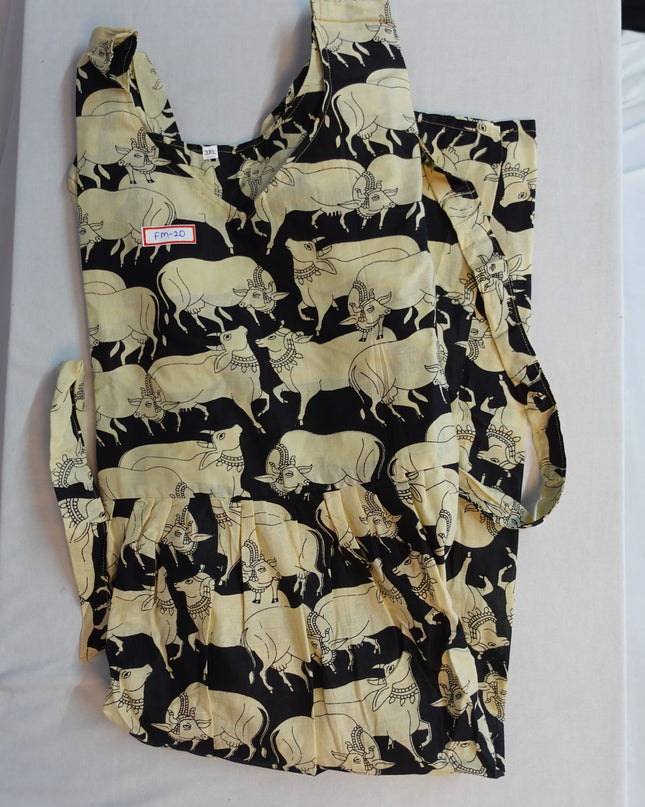 Premium Mul Cotton Frock Black – Puff Sleeve Design with Knots, Zero Shrinkage