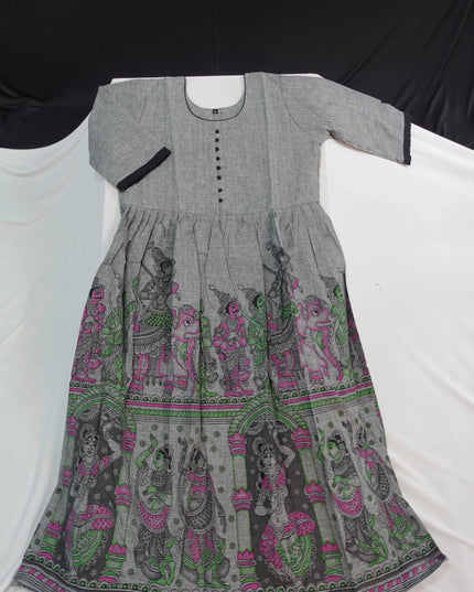 Ramayanam Cotton Frock Oslo Gray – Premium Ethnic Wear for Women & Girls