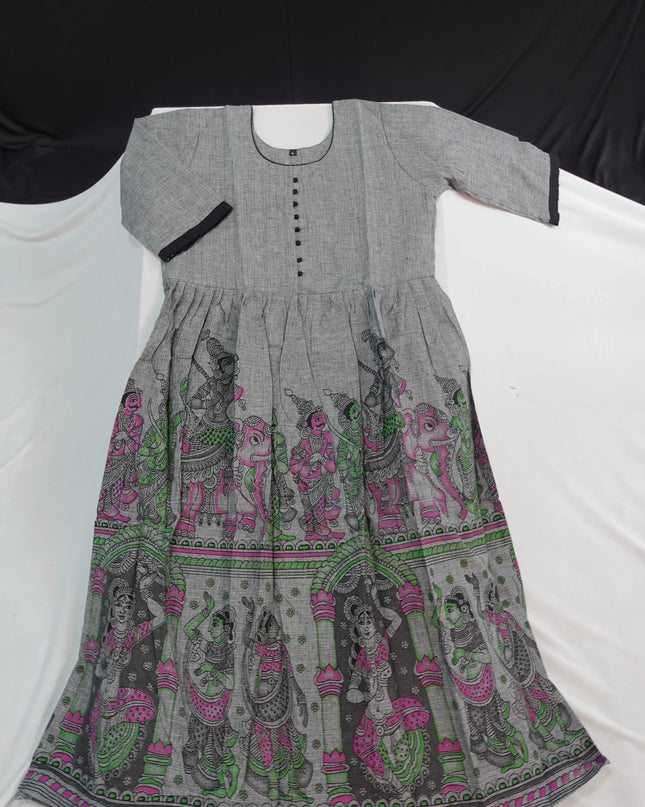 Ramayanam Cotton Frock Oslo Gray – Premium Ethnic Wear for Women & Girls