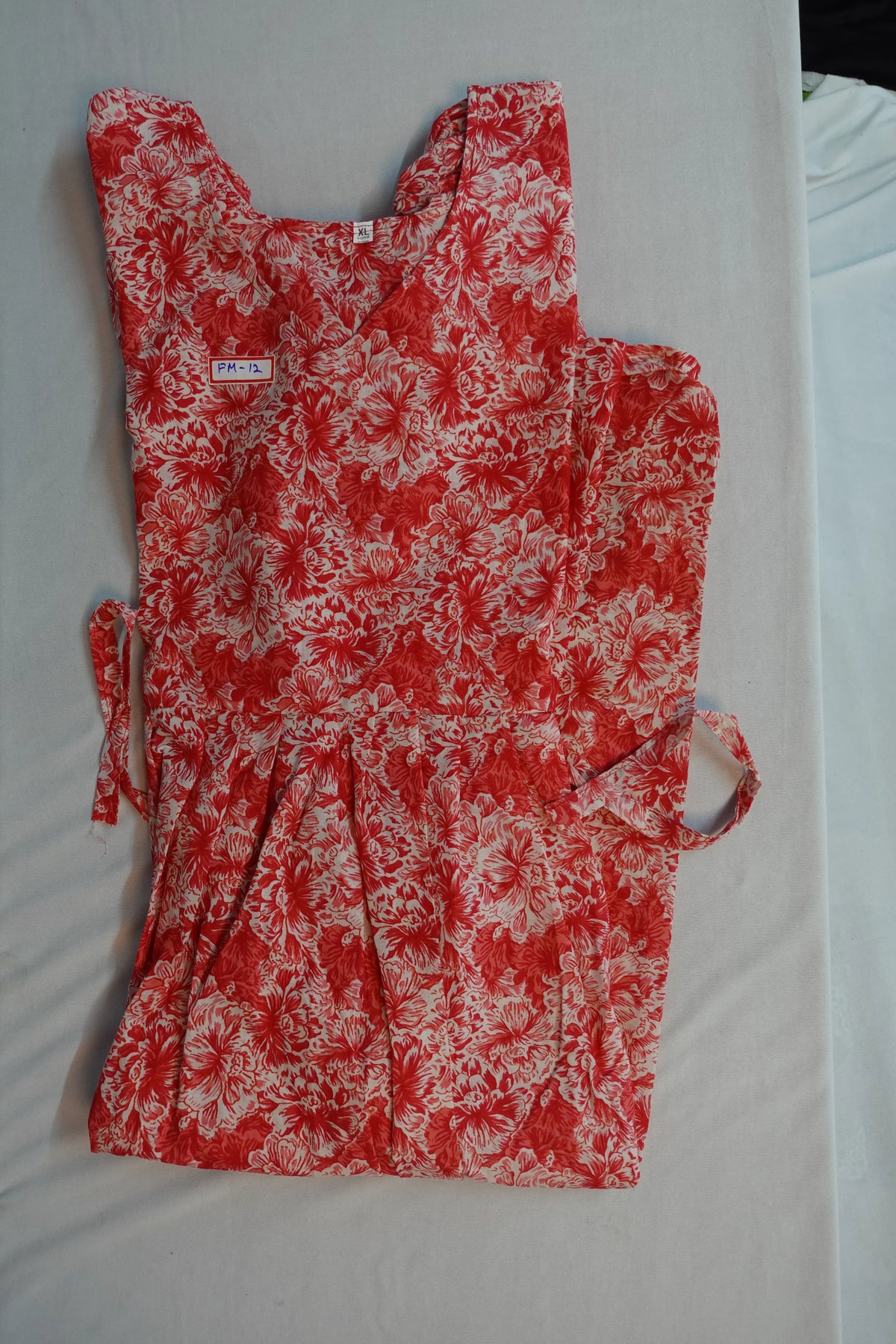 Premium Mul Cotton Frock Brunt Red – Puff Sleeve Design with Knots, Zero Shrinkage
