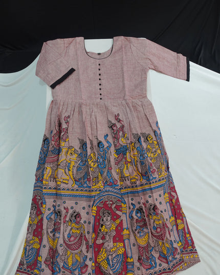 Ramayanam Cotton Frock Spicy Pink – Premium Ethnic Wear for Women & Girls