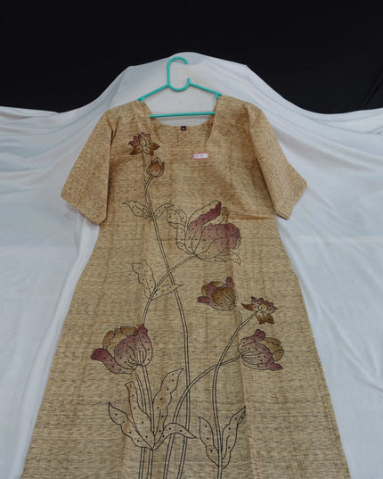 Premium Straight Cut Kurti – Wheat Colour with Beautiful Floral Print