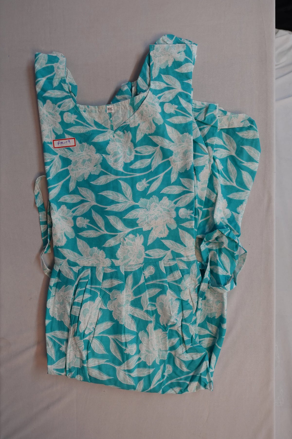 Premium Mul Cotton Frock Sky Blue – Puff Sleeve Design with Knots, Zero Shrinkage