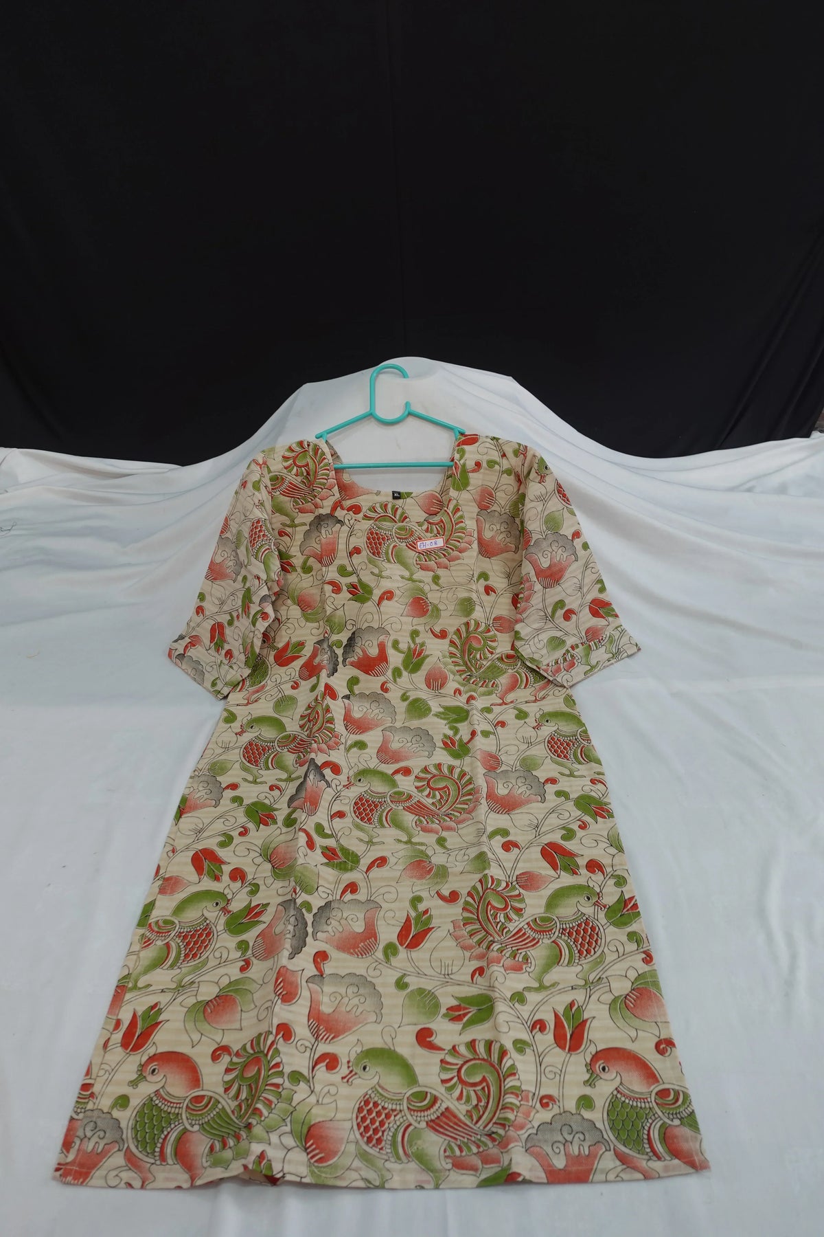 Premium Cotton Straight Cut Kurti Biscuit – Elegant Floral Print Design