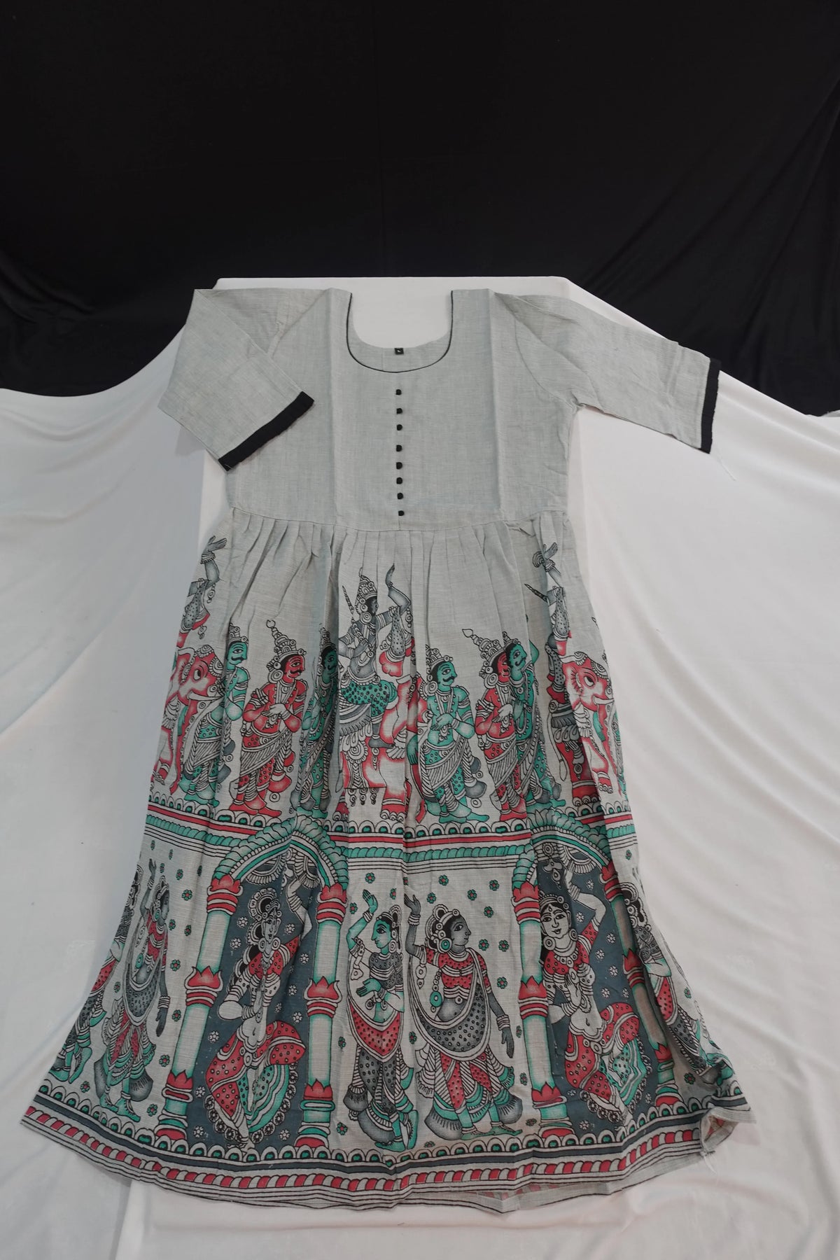 Ramayanam Cotton Frock Pastel Gray – Premium Ethnic Wear for Women & Girls