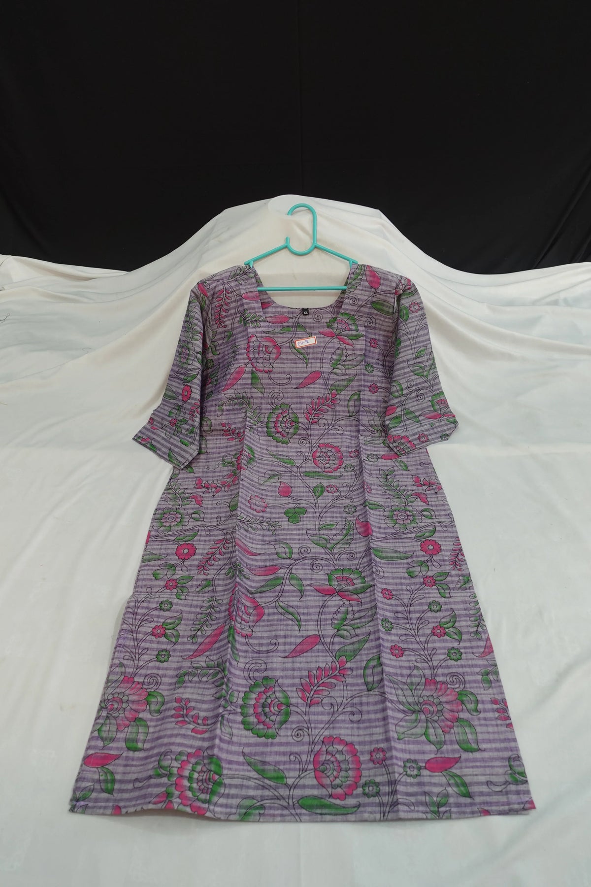 Premium Cotton Straight Cut Kurti Lavender – Elegant Floral Print Design