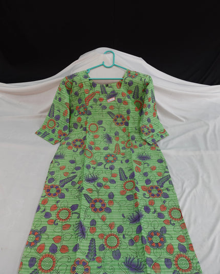 Premium Straight Cut Kurti – Green Colour with Beautiful Floral Print