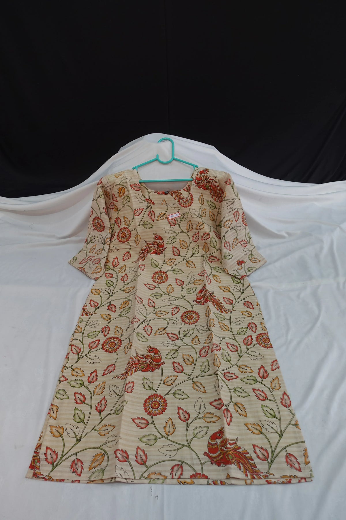 Premium Straight Cut Kurti – Cream Colour with Beautiful Floral Print