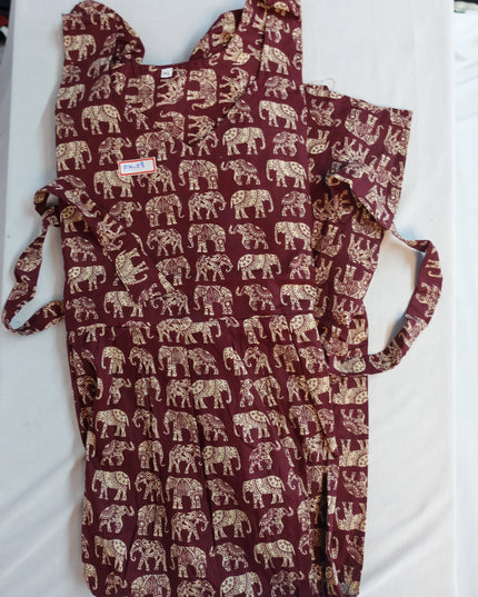 Premium Mul Cotton Frock Maroon – Puff Sleeve Design with Knots, Zero Shrinkage