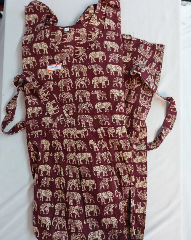 Premium Mul Cotton Frock Maroon – Puff Sleeve Design with Knots, Zero Shrinkage