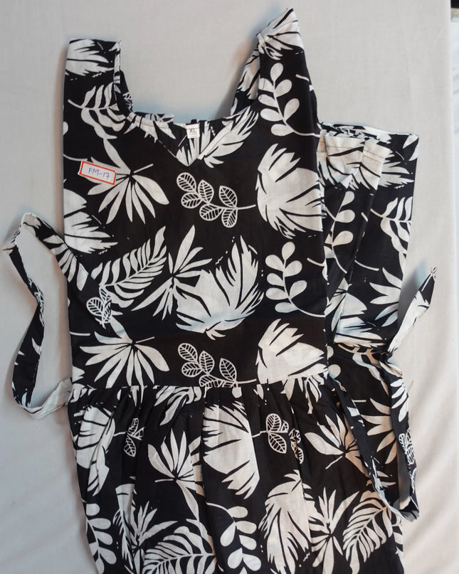 Premium Mul Cotton Frock Black – Puff Sleeve Design with Knots, Zero Shrinkage