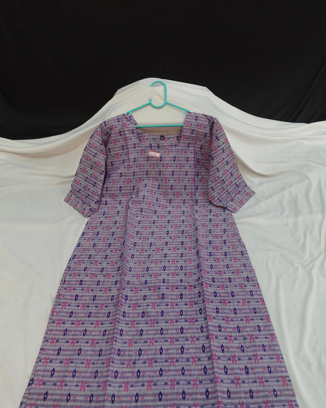 Premium Straight Cut Kurti – Lavender Colour with Beautiful Floral Print