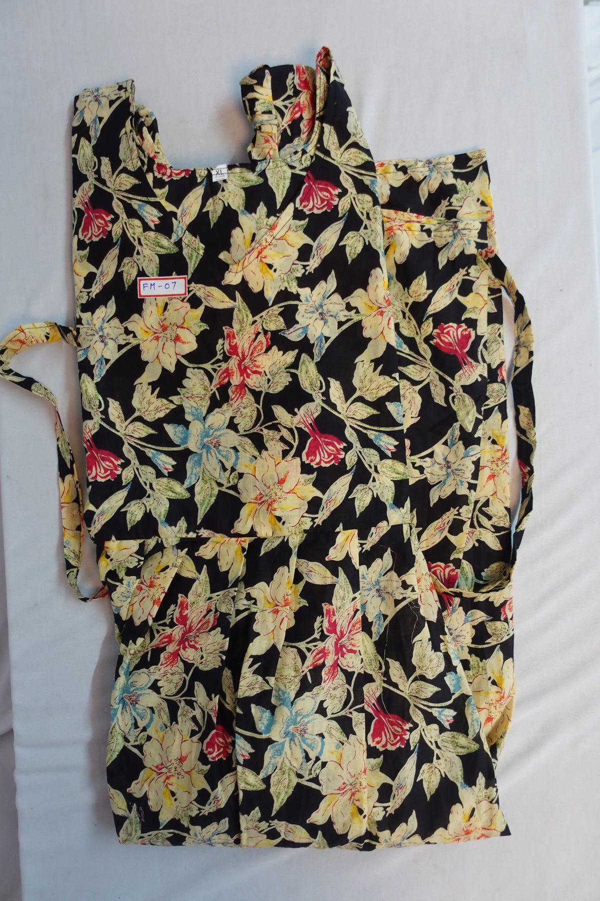 Premium Mul Cotton Frock Black – Puff Sleeve Design with Knots, Zero Shrinkage