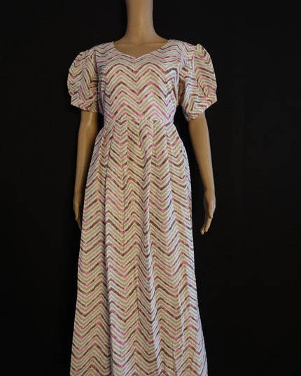 Premium Mul Cotton Frock Cream – Puff Sleeve Design with Knots, Zero Shrinkage