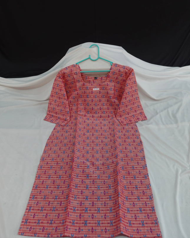 Premium Straight Cut Kurti – Pink Colour with Beautiful Floral Print